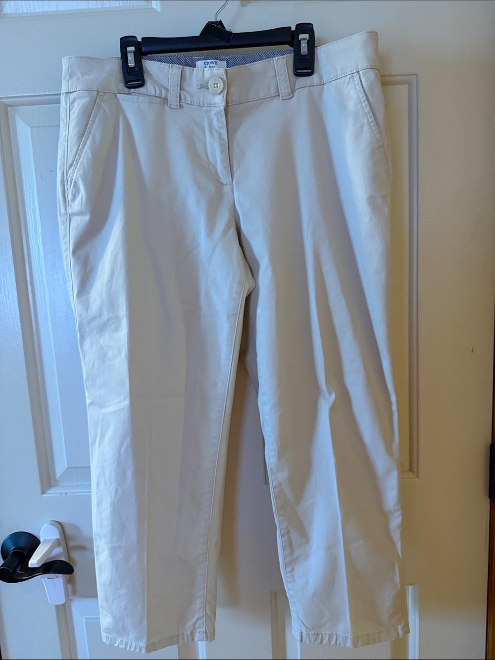 crown & ivy Cream Straight Leg Chinos